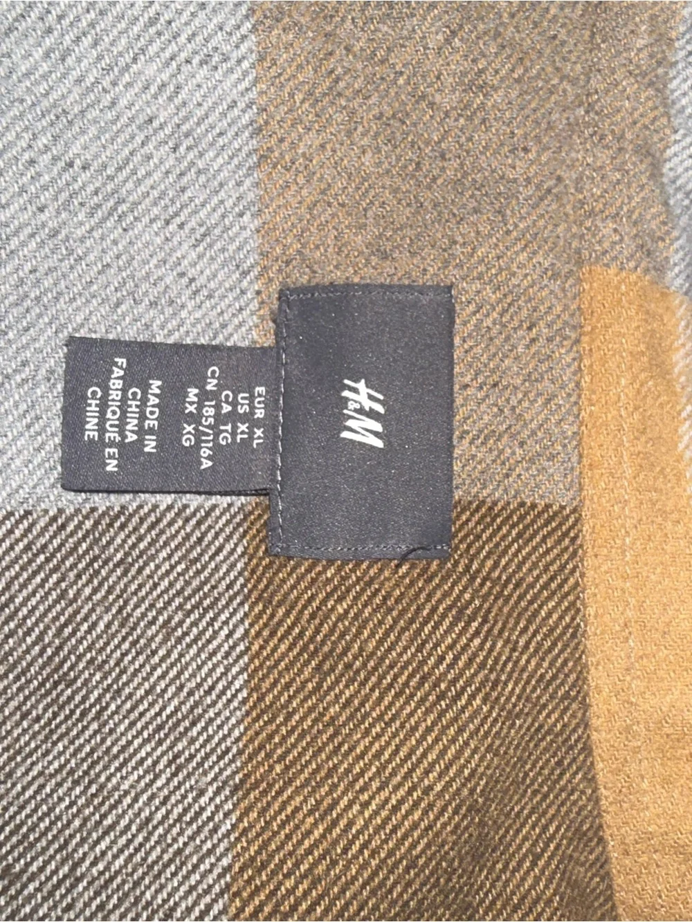 H&M Men's Patchwork Shirt Jacket in Brown, Gray & Tan